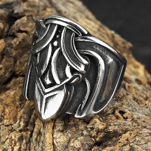 European American Style Men's <b>Titanium</b> Steel <b>Ring</b> Viking Raven Design Hip Hop Jewelry Gift 03310 Steel Color - Product Image 1