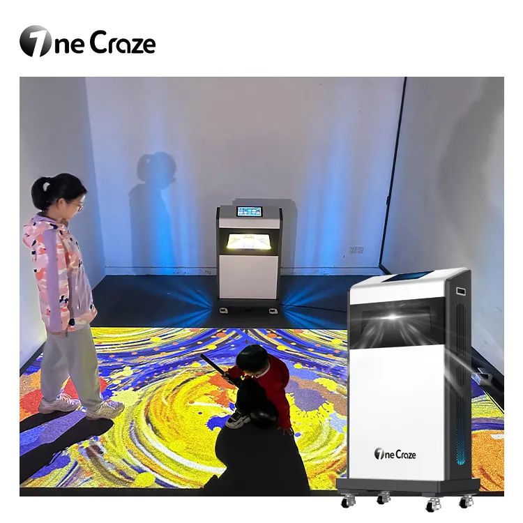 Hareketli interaktif zemin projeksiyon sistemi ev için 3D reklam ekranı Hologram interaktif mobil zemin projektör