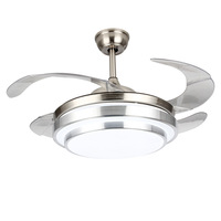 Ventilateur de plafond intelligent LED encastré 36/42/48 pouces, pliable et rétractable avec télécommande et lumière pour plafond