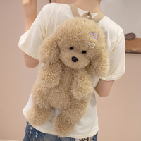 Mochila de Peluche Suave Personalizada al por Mayor, Linda Mochila de Perro Kawaii, Poodle, Bichón Frisé, Bolsa de Animales de Peluche para Niñas, Regalo de Cumpleaños