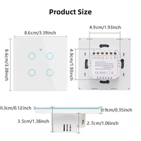 Tuya 10A Smart Switch EU UK 1 2 3 4 Gang WIFI RFF Applique Murale Interrupteurs Tactiles Verre Trempé Alexa Télécommande Pas Neutre