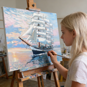 Kit de Manualidades Feng Shui Familiar, <span class=keywords><strong>Pintura</strong></span> por Números, Set de <span class=keywords><strong>Pintura</strong></span> Acrílica, Lienzo Impermeable, Regalo, Velero, Decoración Familiar para Pared - Product Image 1