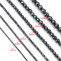 Perles facettées plaquées pierre de galbe noire pour la fabrication de bracelets, accessoires de bijoux faits à la main DIY