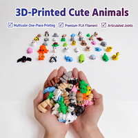 Figurines d'animaux de dessin animé imprimées en 3D mignonnes, décorations de zoo, micro-paysages, jouets souvenirs flexibles anti-stress, boîte surprise