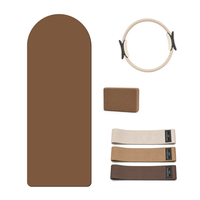 Kit de Yoga Débutant 4-en-1 : Tapis, Anneau de Pilates, Bande de Résistance, Bloc – Ensemble d'Entraînement à Domicile pour Débutants, Marron Beige, Logo Personnalisé, Vente en Gros, OEM
