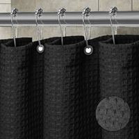 Rideau de douche en tissu polyester lavable en machine, rideau de bain pour salle de bain, 12 crochets métalliques, imperméable, 180x200CM, motif gaufré