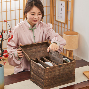 Caja de Almacenamiento para Pasteles de Té de Madera Maciza, Rectangular, Estilo Chino Moderno, Multifuncional, Tipo Cajón para Sala de Estar - Product Image 3