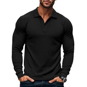 Moda primavera autunno camicia a maniche lunghe da uomo abbigliamento Casual Polo traspirante Slim Fit per uomo. - Product Image 4
