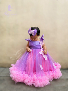 Vestido <span class=keywords><strong>de</strong></span> niña <span class=keywords><strong>de</strong></span> las flores plisado púrpura <span class=keywords><strong>para</strong></span> boda Applqique Puffy Princess Pageant Kids Baby Birthday First Communion Ball Gown - Product Image 5