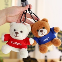 Porte-clés mini-ours adorable de 12 cm, avec logo personnalisé imprimé sur t-shirt, jouet en peluche, ours en peluche moelleux, pendentif en peluche pour cadeaux de fête