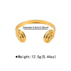 Bracelet ouvert en acier inoxydable pour femmes et hommes bijoux de poignet étoile de mer crabe couleur or tendance vintage - Product Image 6