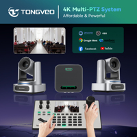 Cámara PTZ TONGVEO 4K UHD con Zoom Óptico 10X y Seguimiento Automático, Cámara de Videoconferencia para Educación en Línea y Culto Religioso