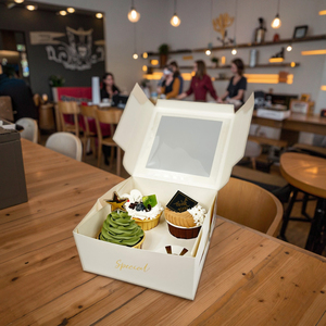 Hot bán tùy chỉnh cấp thực phẩm hộp giấy với cửa sổ và chèn cho <span class=keywords><strong>cupcake</strong></span> Tart Pastry bao bì - Product Image 1