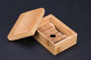 Boîte à savon en bambou avec couvercle, design moderne et écologique, fabriquée en bambou naturel, étanche, empêche le savon de fondre, pour la salle de bain et la douche - Product Image 4