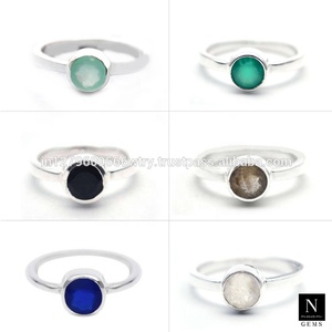 แหวนพลอยทรงกลมแบบวางซ้อนกันได้ทำมือชุบเงินทองเหลืองเครื่องประดับแฟชั่นสำหรับงานปาร์ตี้หรือสไตล์คลาสสิก - Product Image 6