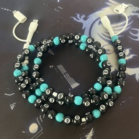 Bracelet de charge de téléphone portable 4-en-1 tendance avec perles numérotées noires (8 billes de billard)