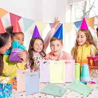 Sacs cadeaux en plastique pastel avec poignées, multicolores arc-en-ciel, pour fêtes, anniversaires, baby shower, mariages, Pâques, fête des mères