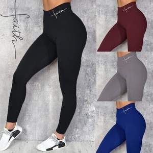 Leggings <span class=keywords><strong>vintage</strong></span> en velours imprimé lettres à la taille, taille haute élastique, effet push-up, style européen et américain, pour femmes, Yiwu, 2021 - Product Image 2