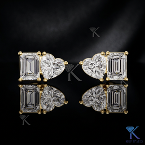 ต่างหูแบบติดหู Toi Et Moi ประดับมรกตทรงหัวใจเพาะเลี้ยง ทองคำแท้ 14K หรูหรา สำหรับผู้หญิง งานแต่งงาน งานเลี้ยง งานเจ้าสาว - Product Image 1
