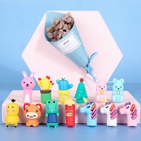 Creatieve Cartoon Siliconen Schattige Mini Penpunt Dopjes 3D Fruit en Dieren Potlood & Gelpen Accessoires Gemengde Verpakking