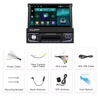 Podofo 7 ''1 Din Autoradio Android Car Radio 4 + 64G Flip Retráctil Pantalla táctil Inalámbrico Carplay y Android Auto BT/WIFI/GPS USB