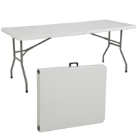 Tables de Banquet Pliantes en Plastique Économiques, Rondes ou Rectangulaires en PEHD, Housse de Nappe pour Événements, Tentes Extérieures, Dîners (Table Ronde Pliante)