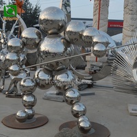 Figurine en métal Statue abstraite 304 boule en acier inoxydable Style Robot Fighting Man Sculpture