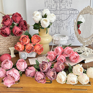 Bouquets de roses artificielles Yasunobu, fleurs en soie, décoration élégante pour la maison, accessoires de mariage - Product Image 2