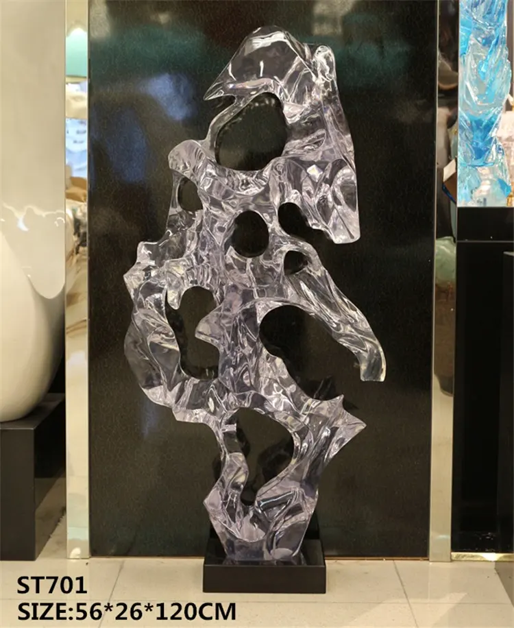 Water Vorm Clear Sculptuur Transparante Polyresin Abstracte Figuur