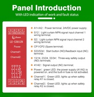Modules de rideau lumineux de sécurité Dc24v pièces électriques à semi-conducteurs avec relais de sécurité à voyant Led