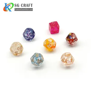 DND Dice Colorful Grid Design Silver Number Solid Polyhedral Plastic Dices Sets For Board Game D D