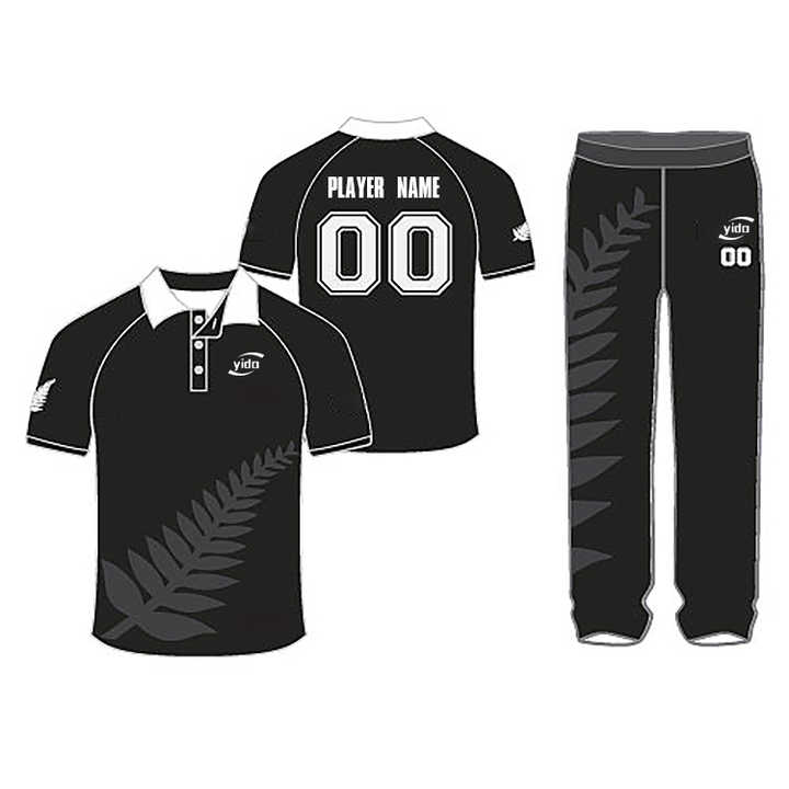 TEAM JERSEY BLACK SET XL（Long Pant Turn Down Collar Yellow Black 