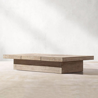 Ensembles de meubles de jardin de luxe modernes, table à thé, mobilier d'extérieur pour hôtel, table basse en teck massif résistant aux intempéries