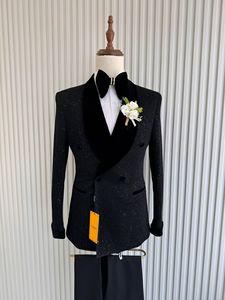 Trajes para <span class=keywords><strong>Hombre</strong></span> de Alta Calidad, Traje de Doble Botonadura Color Borgoña Brillante con Lentejuelas, Traje de Novio para Padrinos de Boda, Traje de Fiesta para <span class=keywords><strong>Hombre</strong></span> de Negocios MS704 - Product Image 5