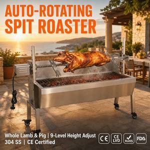 <span class=keywords><strong>Girarrosto</strong></span> Elettrico Certificato CE 88cm in Acciaio Inox con Rotazione Automatica per Barbecue a Carbone, Agnello Intero, Maiale, Griglia da Esterno - Product Image 3