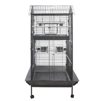 Cage à oiseaux extra large et robuste en fer forgé noir et argent, écologique, volière suspendue, capacité 25 lb, pour intérieur/extérieur