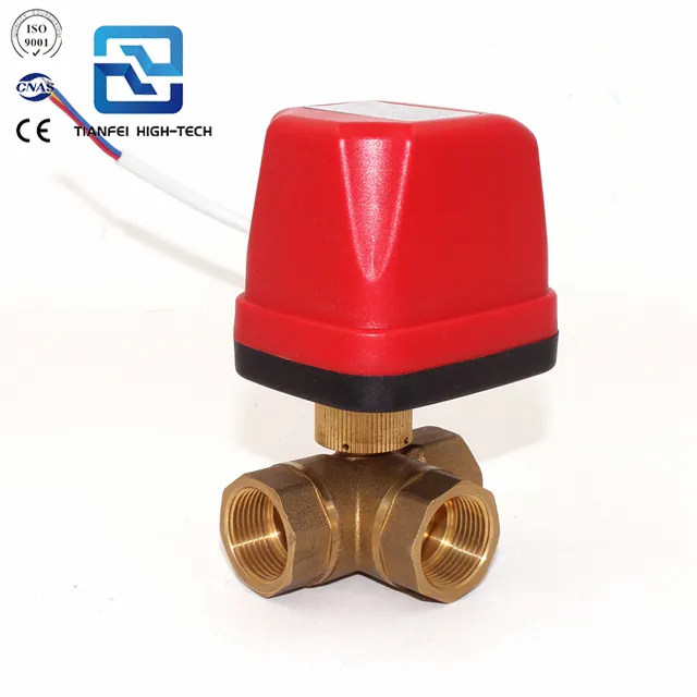 Motorized three way ball valve / motorized valve for fan coil unit / motorized mix water valve