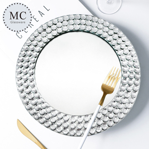 All'ingrosso argento specchio caricabatterie piatti rotondi per piatti da cena in argento piatto con bordo diamantato <span class=keywords><strong>posto</strong></span> - Product Image 3