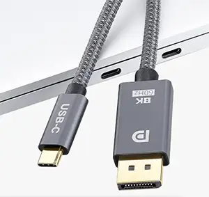 USB C Ke DisplayPort 8K 60Hz DP1.4 Tipe C untuk Menampilkan Kabel Adaptor Port untuk Proyektor/Laptop/ Monitor/Tablet