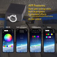 Kit de projecteur LED 6W RGBW avec télécommande APP, source de lumière à fibre optique en aluminium, petit projecteur LED délicat, kit ciel étoilé, 250 fibres optiques