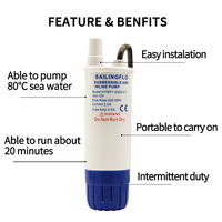 Pompa Air Celup Singflo 12v DC 200GPH untuk Air Asin dan Pompa Inline untuk RV/Kapal