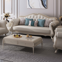 Nouveau design canapé de style américain canapés combinés en cuir véritable pour salon de villa canapé haut de gamme en bois massif de luxe léger
