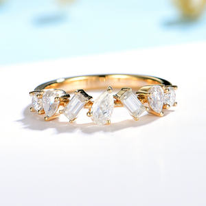 10K Yellow Gold Rings for Women Round Cut Luxury Jewelry for Engagement <b>Wedding</b> <b>Anniversary</b> Ring D Moissanite GRA Jewelry - Product Image 3