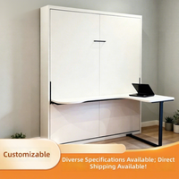 Letto Pieghevole Multifunzionale con Scrivania Integrata, Telaio in Metallo Compatto, Rivestimento in Tessuto di Cotone, Stile Armadio Nascosto per Studio