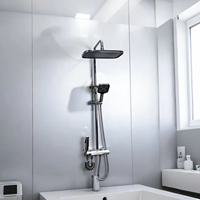 Ensemble de robinetterie de douche moderne de luxe gris anthracite chromé avec barre coulissante, affichage numérique, haute pression, jet pluie/jet direct, pour appartement et hôtel