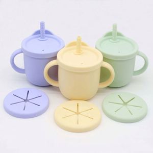 New Arrival Dual Function Snack Storage Sippy Cup BPA Free Silicone <b>Toddler</b> Drinking With Training Lid - Product Image 5