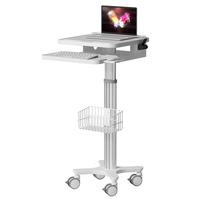 Chariot médical mobile moderne réglable en hauteur pour ordinateur portable, avec panier, type pneumatique réglable, garantie 5 ans pour hôpital