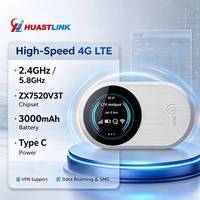 Routeur de poche 4G LTE double bande Huastlink 2,4 GHz 5,8 GHz avec écran LCD, batterie 3000 mAh, alimentation Type C, prise en charge VPN, itinérance des données, SMS