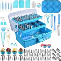 236-teiliges Edelstahl-Silikon-Set für Tortendekoration mit Spritztüllen, Spritzbeuteln und Aufbewahrungsbox - DIY-Backwerkzeuge Großhandel