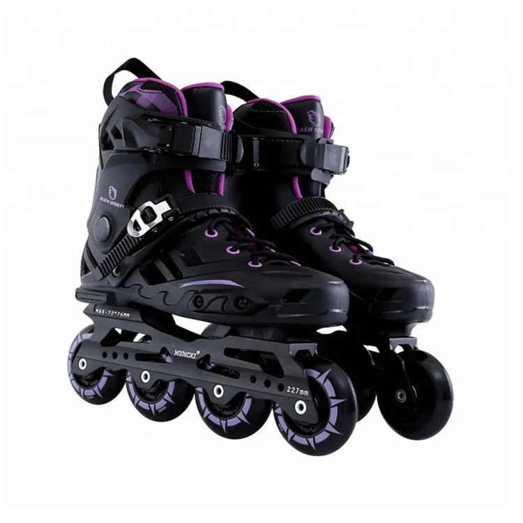 Gran oferta de patines de ruedas portátiles, patines en línea de 4 ruedas moradas para adultos